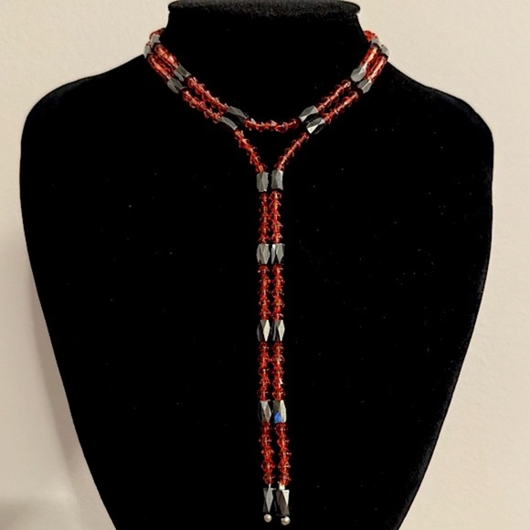 ⚜️3 for $30⚜️ Vintage Hematite Wrap Bracelet / Necklace (Red faceted crystals) - Picture 7 of 15